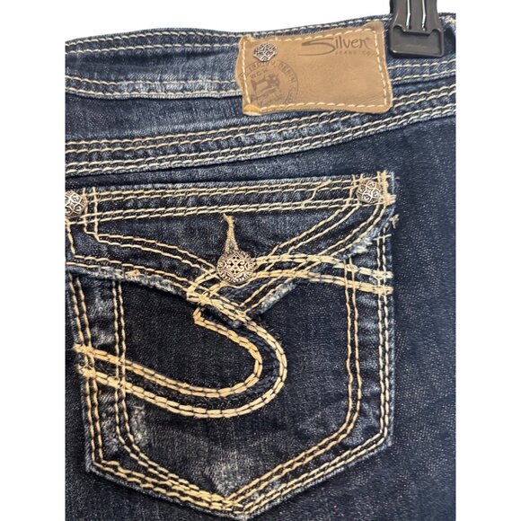 Silver Jeans Co Pioneer Womens Bootcut Jeans W28/L31 Dark Wash Contrast Stitch - Picture 7 of 7